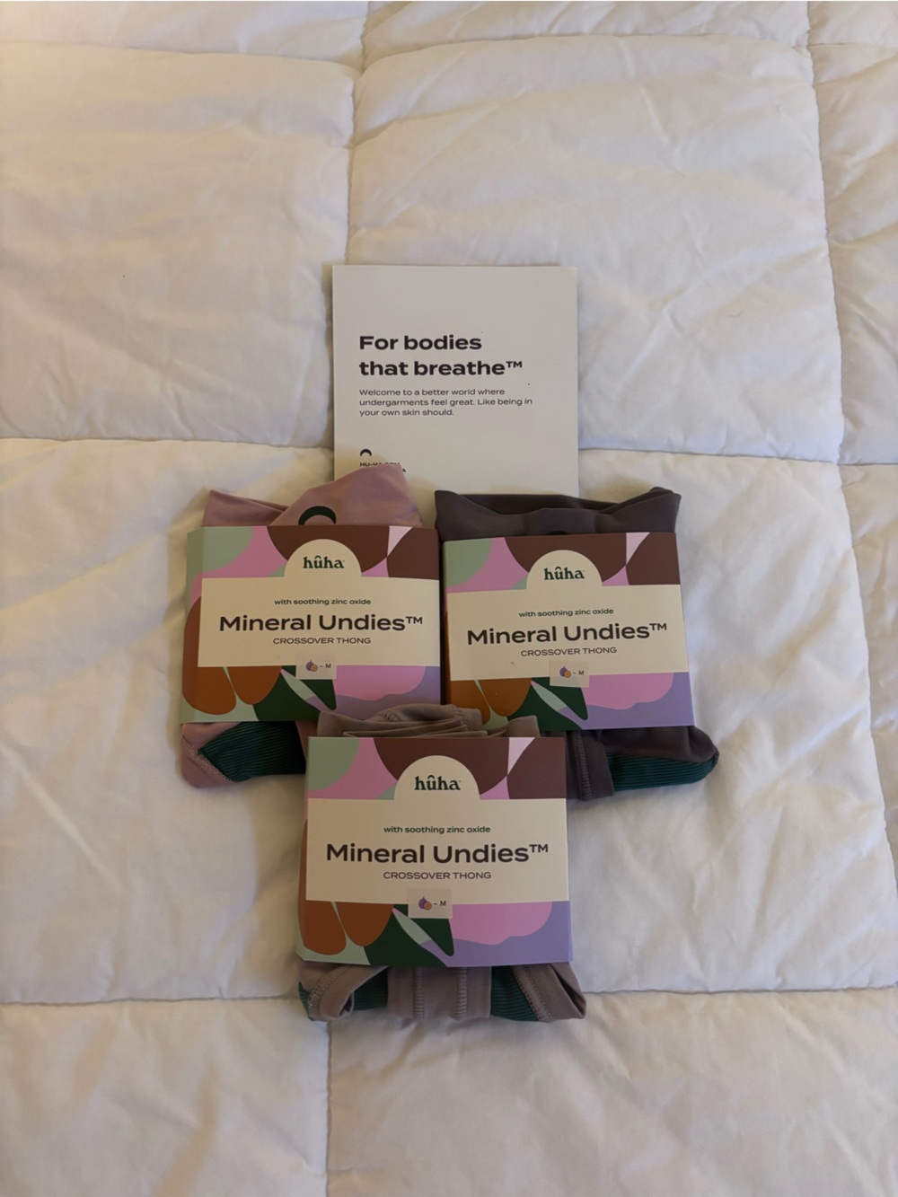 Huha Mineral Undies™ Crossover Thong - Mauve & Dusty Pink (3-Pack)